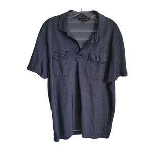 Michael Kors Men's Polo Size XL Black Fine‎ Mesh Fabric Button Front Pockets